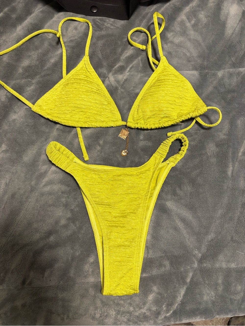 SHEIN Green Textured Bikini Set